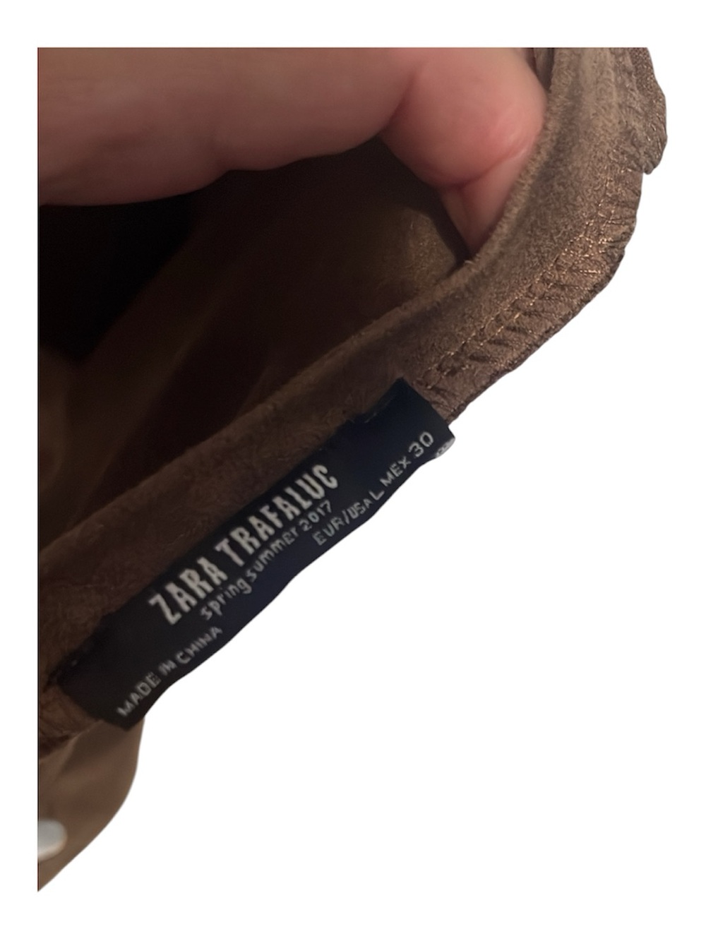 Zara Brown Short-Sleeve Suede Tee - Picture 3 of 3